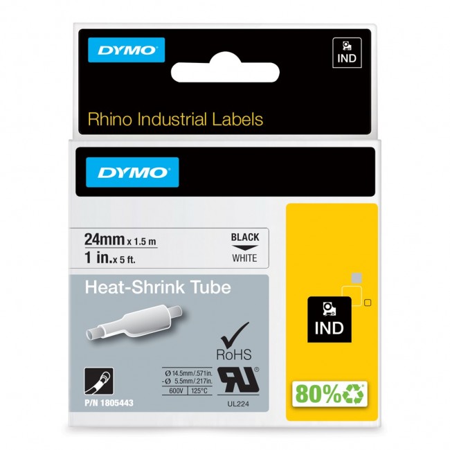 DYMO IND Heat-Shrink Tube Labels - 24mm x 1,5m DYMO IND Heat-Shrink Tube Labels - 24mm x 1,5m