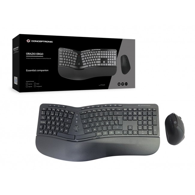 Conceptronic ORAZIO ERGO Wireless Ergonomic Keyboard & Mouse Kit, Spanish layout Conceptronic ORAZIO ERGO Wireless Ergonomic Keyboard & Mouse Kit, Spanish layout