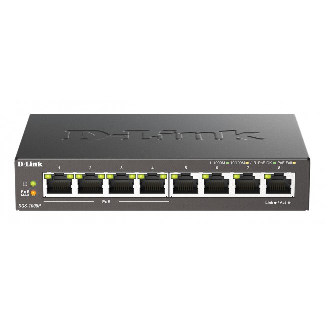 D-Link 8-Port Gigabit PoE Unmanaged Desktop Switch D-Link 8-Port Gigabit PoE Unmanaged Desktop Switch