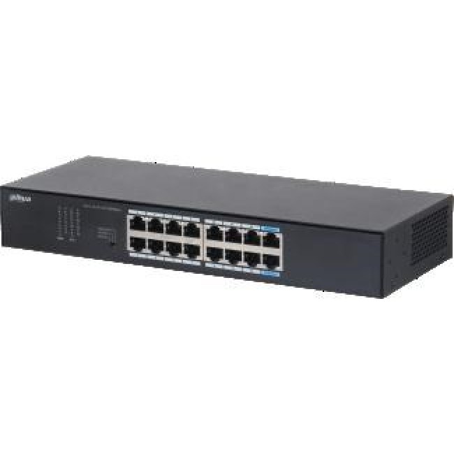 Dahua Technology S3016-16GT network switch Unmanaged L2 Gigabit Ethernet (10/100/1000) Desktop/Wall-Mounting Black