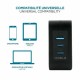 Mobilis Charger 100W 2USB C 1USBA GaN cable 100W Laptop, Smartphone, Tablet Black AC Indoor