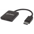 Manhattan DisplayPort 1.2 to 2-Port DisplayPort 1.2 Splitter Hub with MST, 4K@30Hz, USB-A Powered, Video Wall Function, Black, MST Multi-Stream Transport, 3 Year Warranty