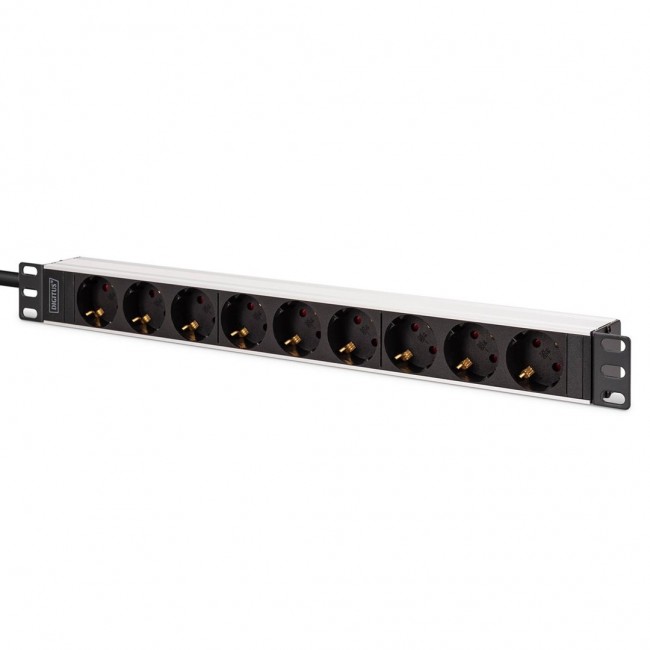 Digitus DN-95440 power distribution unit (PDU) 9 AC outlet(s) 1U Black, Silver
