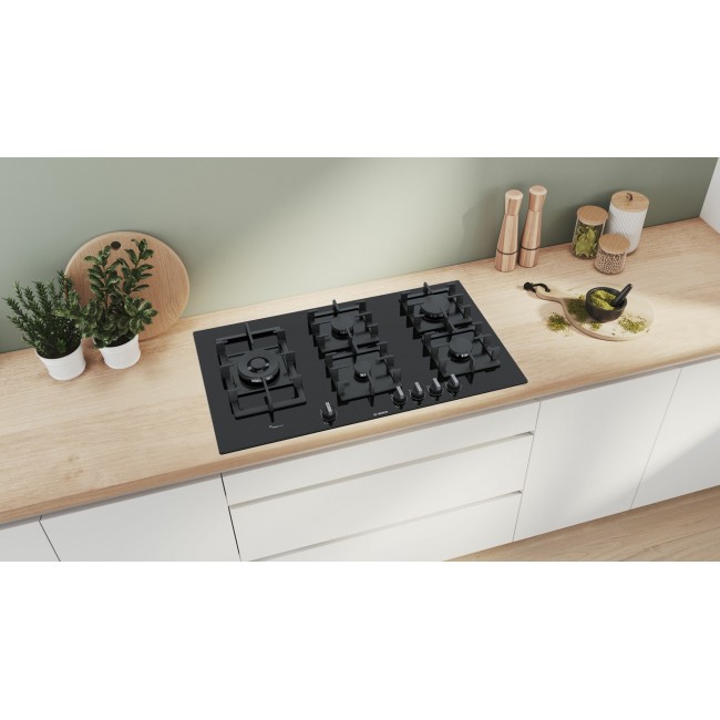 Bosch Serie 6 PPS9A6B90 hob Black Built-in 90 cm Gas 5 zone(s)