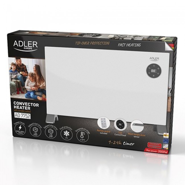 Convection heater Adler AD 7752 LCD with remote control White Convection heater Adler AD 7752 LCD with remote control White