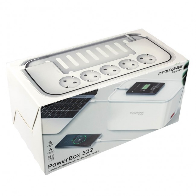 RealPower PowerBox 522 power extension 1.5 m 5 AC outlet(s) Indoor White