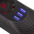 Maclean power strip, 5 socket extension cable + 3xUSB, 110-240V AC 50/60Hz, 2.1A max 2500W, 1.5m, black, MCE395 B