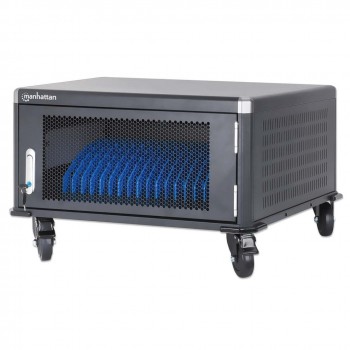 Manhattan Laptop Charging Cabinet Desktop via AC Adapter (EU) 20-bay, Install device's AC Adapter (power cables) into unit, Suitable for ALL laptops (to 16