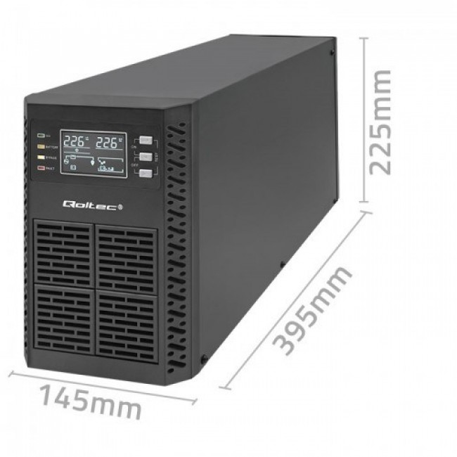 Qoltec 52281 uninterruptible power supply (UPS) Double-conversion (Online) 2 kVA 2000 W 3 AC outlet(s) Qoltec 52281 uninterruptible power supply (UPS) Double-conversion (Online) 2 kVA 2000 W 3 AC outlet(s)