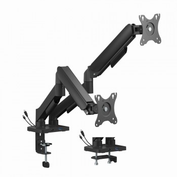 Gembird MA-DA2U-01 Adjustable desk 2-display mounting arm with USB ports, 17 -32 , black