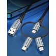 Vention USB 2.0 A Male to 3-in-1 Micro-B&USB-C&Lightning Male Cable 1M Gray Aluminum Alloy Type