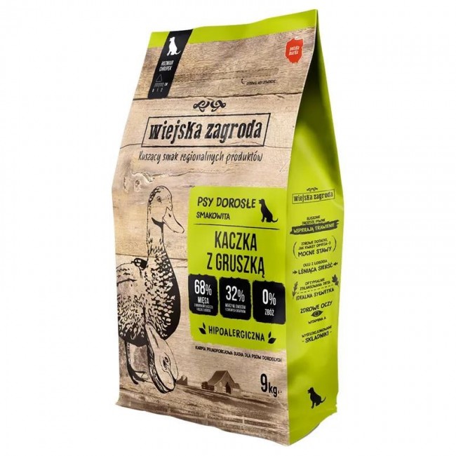 WIEJSKA ZAGRODA Duck with a pear - dry dog food - 9kg