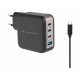 Conceptronic 4-Port 100W GaN USB PD Charger with USB-C Charging Cable, USB-C x 3, USB-A x 1, QC 3.0, PPS