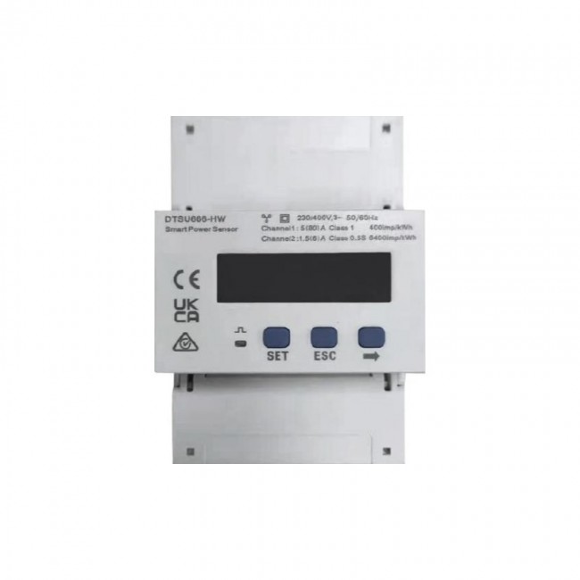 DTSU666-HW/YDS60-80 Energy Meter, 3-Phase, 3p4w LCD display direct measurement up to 80A or semi-indirect measurement with transformers with 5A or 1A secondary current (not included) RS485 communication TH rail mounting, switchgear depth 80mm