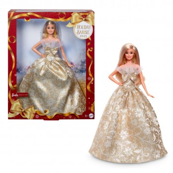 Barbie Signature 2025 Holiday Fashion Doll, Seasonal Collector, Blonde with Silver & Gold Gown