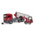 MAN TGS with roll container and Schaffer BRUDER mini excavator