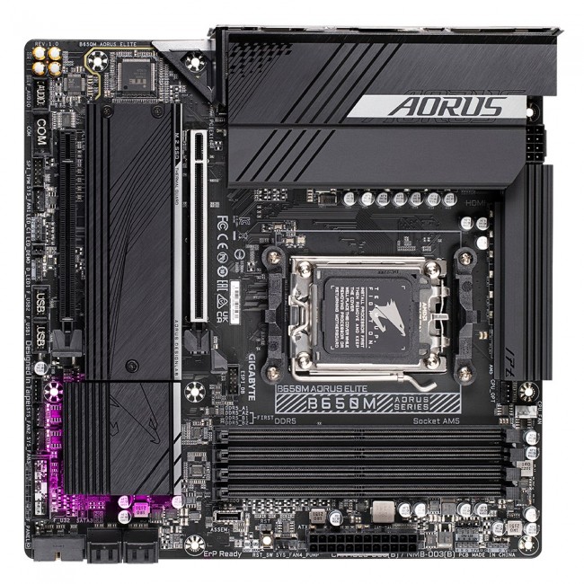 GIGABYTE B650M AORUS ELITE Motherboard - AMD Ryzen 9000 CPUs, 12+2+2 Phases VRM, up to 8000MHz DDR5, 1xPCIe 5.0 + 1xPCIe 4.0 M.2, 2.5GbE LAN, USB 3.2 Gen 2x2