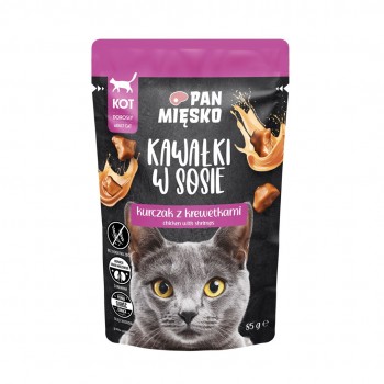 PAN MIĘSKO Pieces in sauce Chicken with shrimp - wet cat food - 85g