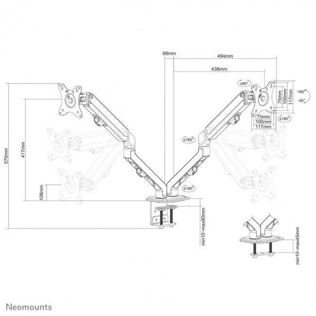 Neomounts FPMA-D650DBLACK Monitor arm 17-27 Neomounts FPMA-D650DBLACK Monitor arm 17-27