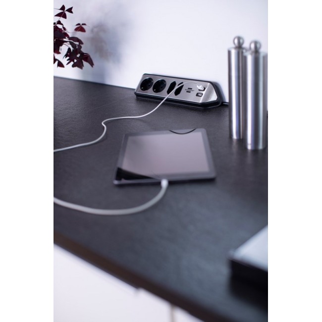 Brennenstuhl 1153590410 power extension 2 m 4 AC outlet(s) Indoor Black, Silver