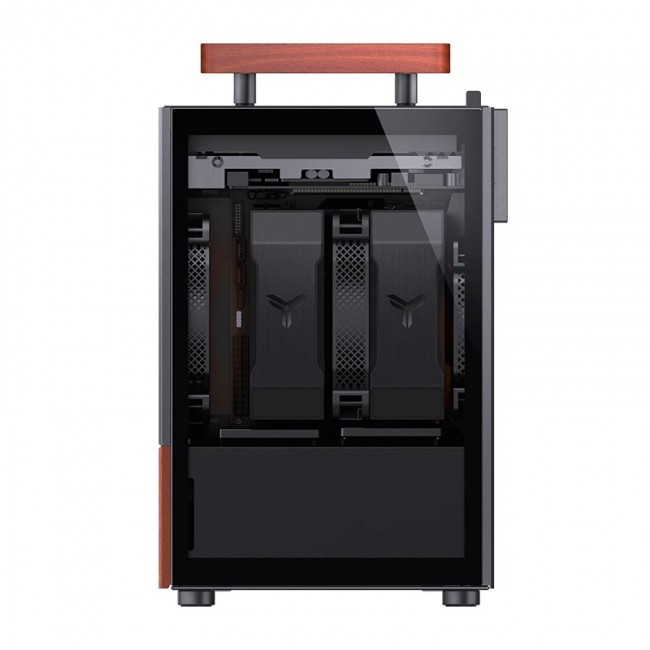 Jonsbo T6 PC Case, Mini-Tower, Mini-ITX, Tempered Glass, Wood, black