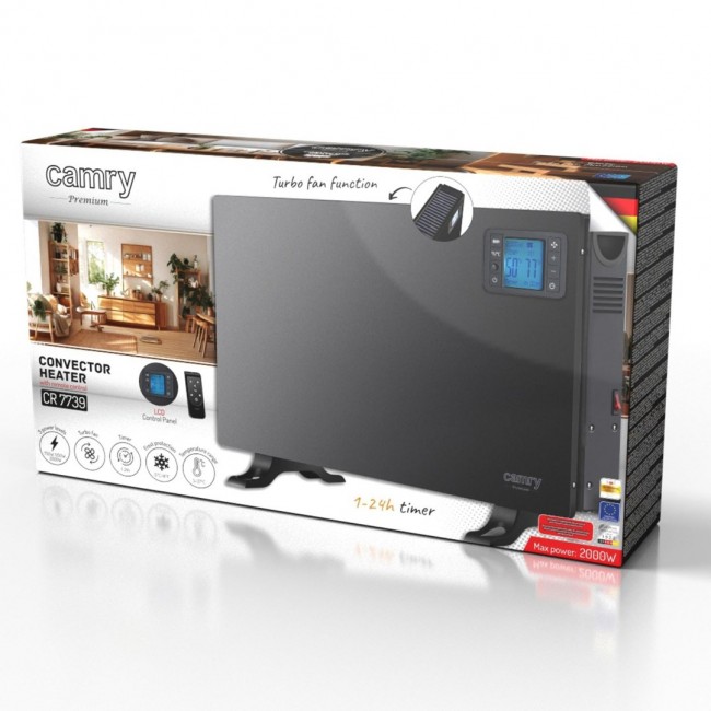 Camry | Convection Fan Heater with Remote Control | CR 7739 | Convection Heater | 2000 W | Number of power levels 3 | Suitable for rooms up to m2 | White
