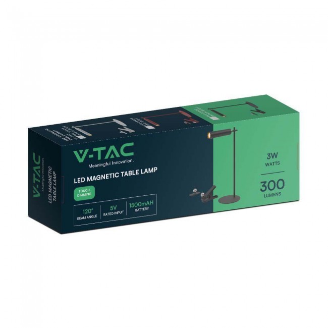 Desk lamp V-TAC VT-7413 4in1, wall lamp, clip, torch 3W LED 37cm 4000K 300lm (SKU 23042) Black Desk lamp V-TAC VT-7413 4in1, wall lamp, clip, torch 3W LED 37cm 4000K 300lm (SKU 23042) Black