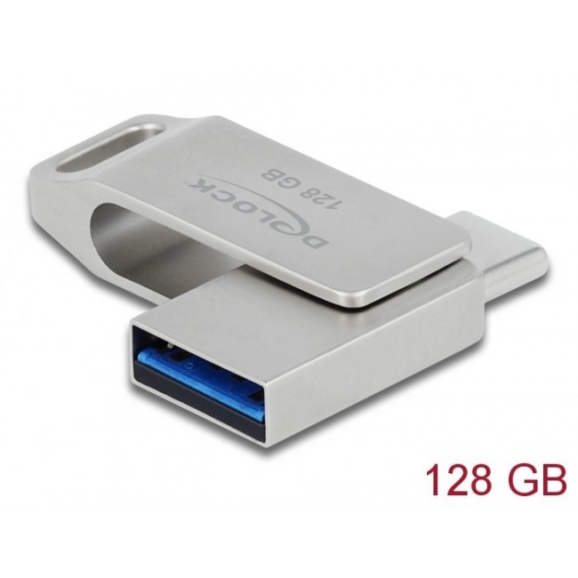 DeLOCK USB 5 Gbps USB-C + Type-A Memory Stick 128 GB - Metal Housing