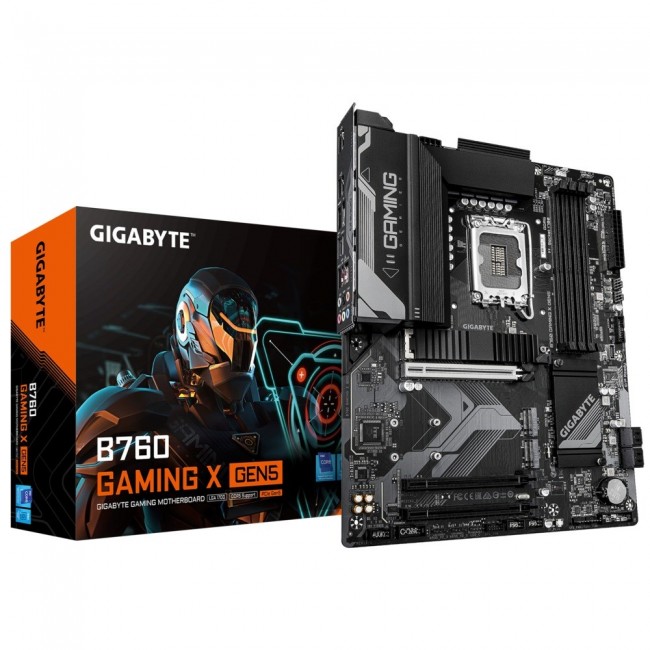 GIGABYTE B760 GAMING X GEN5 Motherboard - Supports 14th Gen. Intel Core CPUs, 8+1+1 phases VRM, up to 5600MHz DDR5, 3xPCIe 4.0 M.2, 2.5 GbE LAN, USB 3.2 Gen 2 GIGABYTE B760 GAMING X GEN5 Motherboard - Supports 14th Gen. Intel Core CPUs, 8+1+1 phases VRM, up to 5600MHz DDR5, 3xPCIe 4.0 M.2, 2.5 GbE LAN, USB 3.2 Gen 2