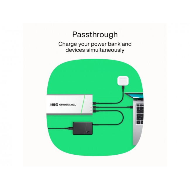 Green Cell PBPLGC20P power bank Lithium-Ion (Li-Ion) 20800 mAh Aluminium, Black, Green, Light grey, Silver