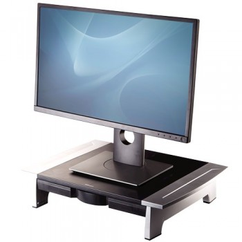 Fellowes Computer Monitor Stand with 5 Height Adjustments - Office Suites Monitor Riser with Storage Tray - Ergonomic Adjustable Monitor Stand for Computers - Max Weight 36KG/Max Size 28