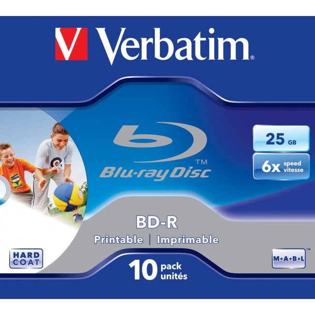 Verbatim BD-R SL 25GB 6x Printable 10 Pack Jewel Case 10 pc(s) Verbatim BD-R SL 25GB 6x Printable 10 Pack Jewel Case 10 pc(s)