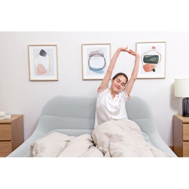 Bestway Tritech SleekFlow Headboard Air Mattress Queen with Built-in AC Pump and Antimicrobial Coating 2.26 m x 1.52 m x 84 cm