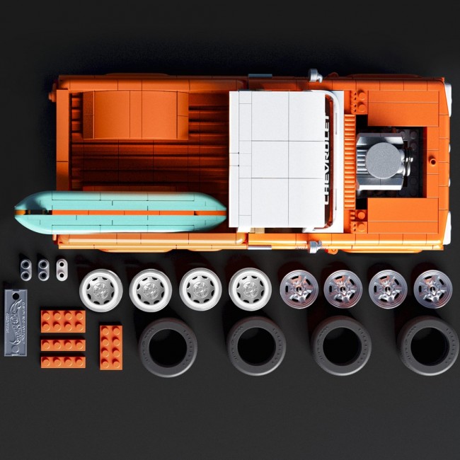 Mattel Brick Shop Hot Wheels Custom 62 Chevy Pickup Building Toy Kit (858 Pieces), for Collectors