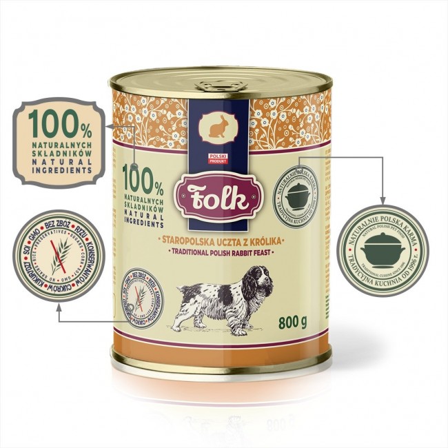 FOLK Traditional polish rabbit feast - wet dog food - 800g