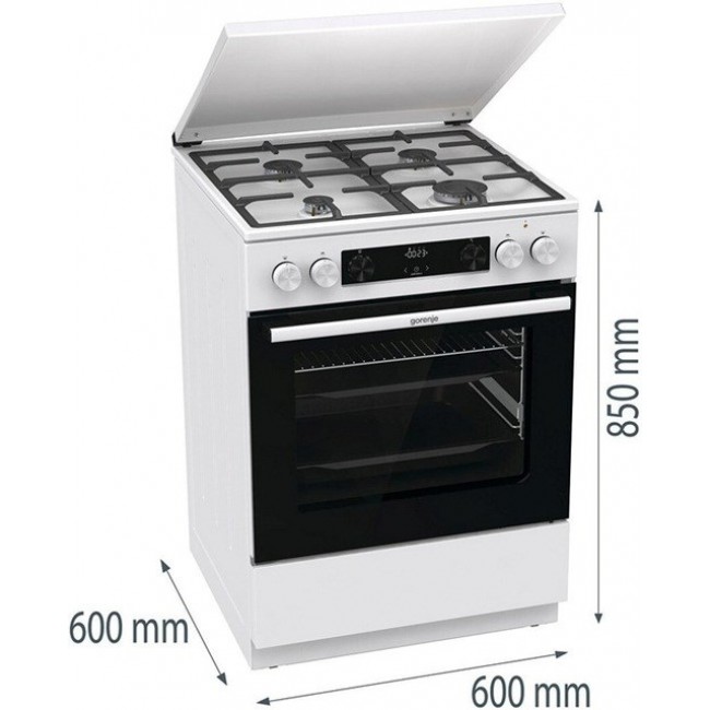 Gorenje GKS6C71WF Freestanding cooker with oven White