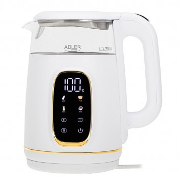 Adler AD 1305WG electric kettle 1.7 L 2200 W Transparent, Gold, White