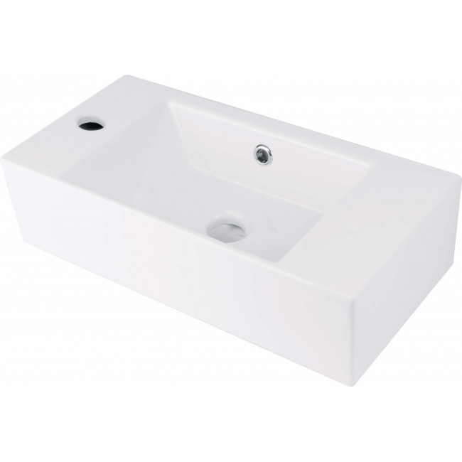 Countertop ceramic washbasin with space for a tap - left Countertop ceramic washbasin with space for a tap - left