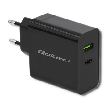 Qoltec 51717 Charger | 45W | 5-20V | 2.25-3A | USB type C PD | USB | Black Qoltec 51717 Charger | 45W | 5-20V | 2.25-3A | USB type C PD | USB | Black