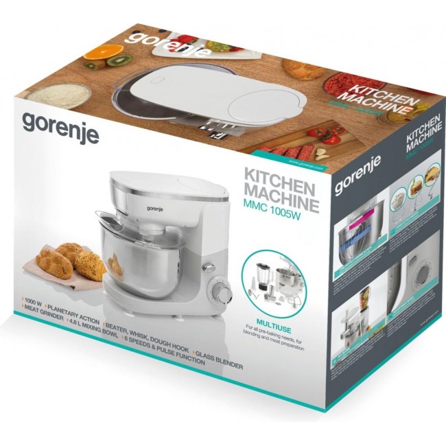 Food processor GORENJE MMC1005W Planetary robot 1000 W, 4.8 L White, Grey