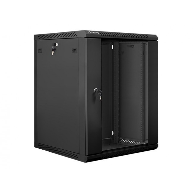 Lanberg wall-mounted installation rack cabinet 19'' 15U 600x600mm black (glass door) Lanberg wall-mounted installation rack cabinet 19'' 15U 600x600mm black (glass door)