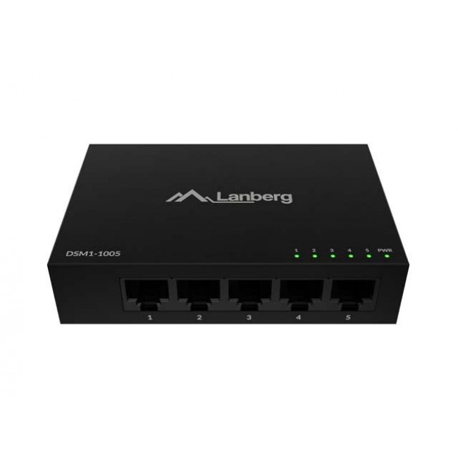 LANBERG DSM1-1005 SWITCH 5X 1GB/S UNMANAGED GIGABIT ETHERNET DESKTOP 12V (METAL CASE)