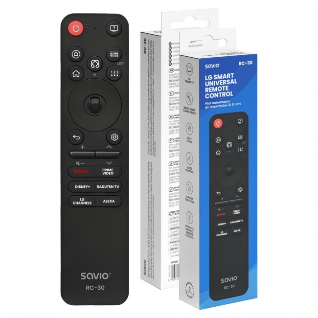 Savio RC-30 remote control IR/Bluetooth Press buttons Savio RC-30 remote control IR/Bluetooth Press buttons