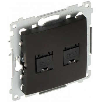 SIMON 54 MODULE BLACK COMPUTER SOCKET 2X UAE 8 CAT.6 UTP WITH DUST COVER FLAT