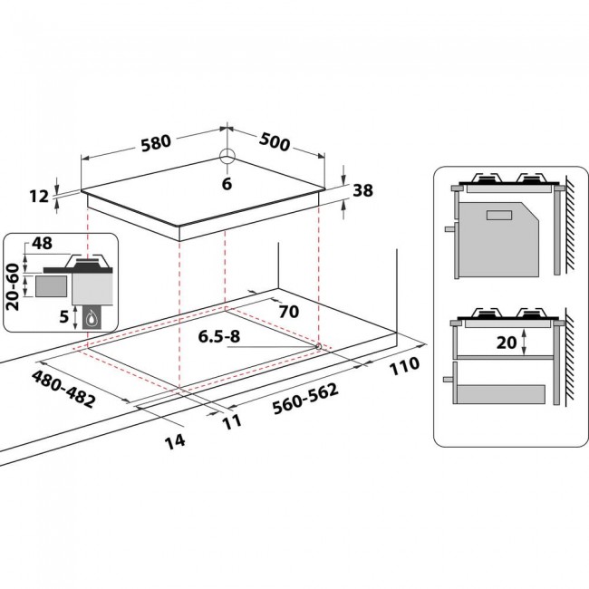 Whirlpool AKM 268/IX Stainless steel Built-in Gas 4 zone(s)