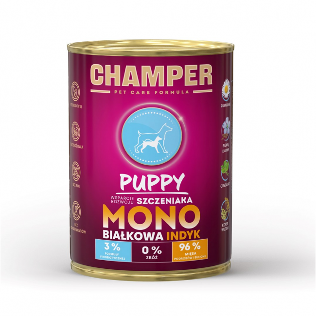 CHAMPER Puppy Turkey - wet dog food - 400g