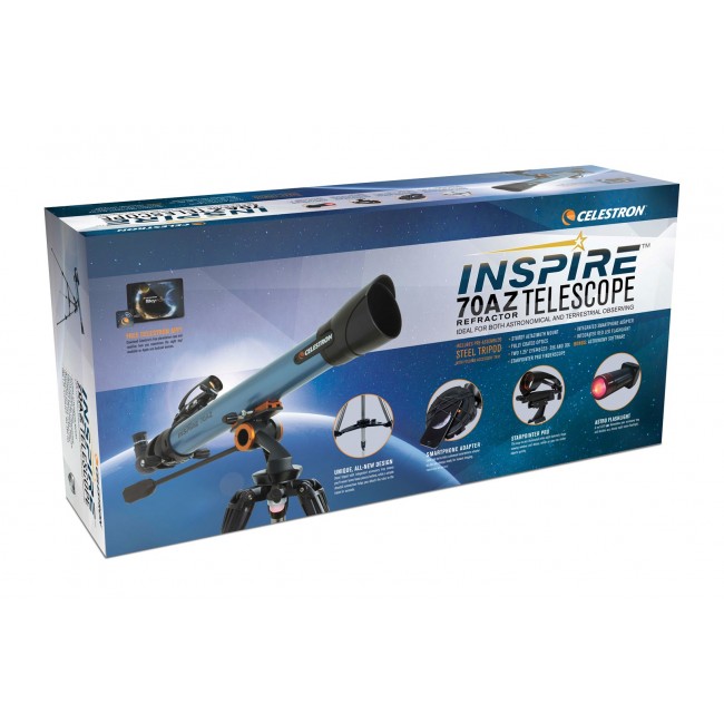 Celestron Inspire 70AZ Refractor 35x Black, Blue