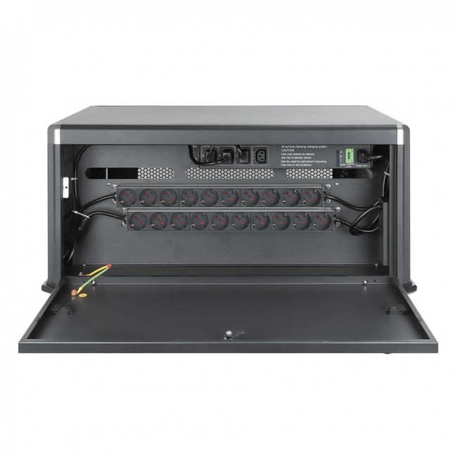 Manhattan Laptop Charging Cabinet Desktop via AC Adapter (EU) 20-bay, Install device's AC Adapter (power cables) into unit, Suitable for ALL laptops (to 16