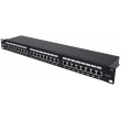 Intellinet Patch Panel, Cat6a, FTP, 24-Port, 1U, Shielded, 90 Top-Entry Punch Down Blocks, Black