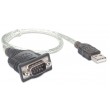Manhattan USB-A to Serial Converter cable, 45cm, Male to Male, Serial/RS232/COM/DB9, Prolific PL-2303RA Chip, Black/Silver cable, Three Year Warranty, Equivalent to ICUSB232V2